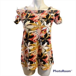 Billabong floral off the shoulder tropical blouse
